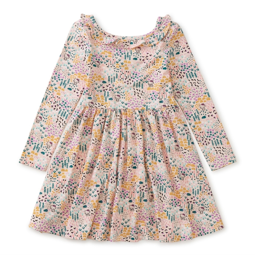 Tea Collection × Hello Kitty Floral Long-Sleeve Kids Dress Size 8